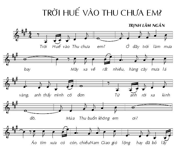 Sheet nhạc Trời Huế Vào Thu Chưa Em
